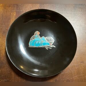 Vintage MCM Couroc California Native American Woman Bowl